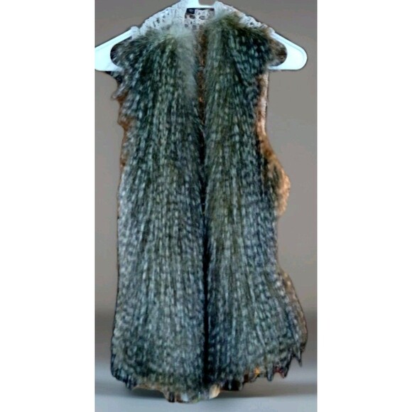 Ella Moss XS Faux Fur Vest Crochet Back Boho Chic Cashmere Blend Soft Y2K Retro - Picture 1 of 9